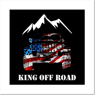 King off road jeep drive to mountain Posters and Art